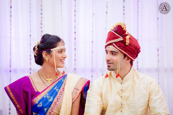 Wedding Couple Looking At Each Other