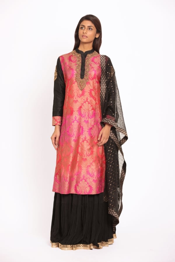 beautiful pink and black sharara:ritu kumar