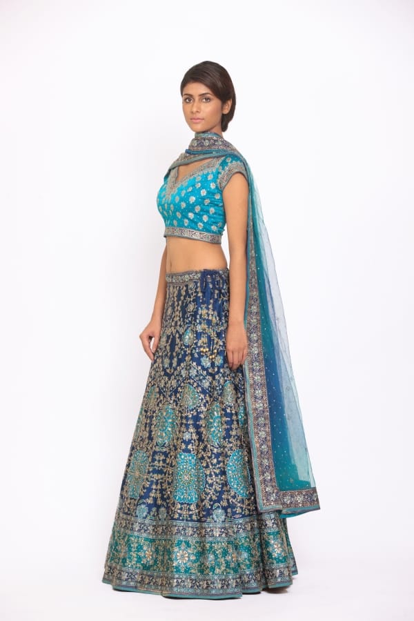 elegant velvet lehanga:ritu kumar