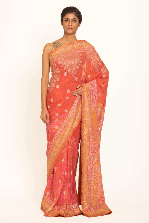 beautiful peach saree:ritu kumar
