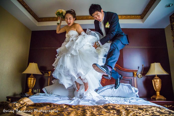 couple jumping:going bananas photography