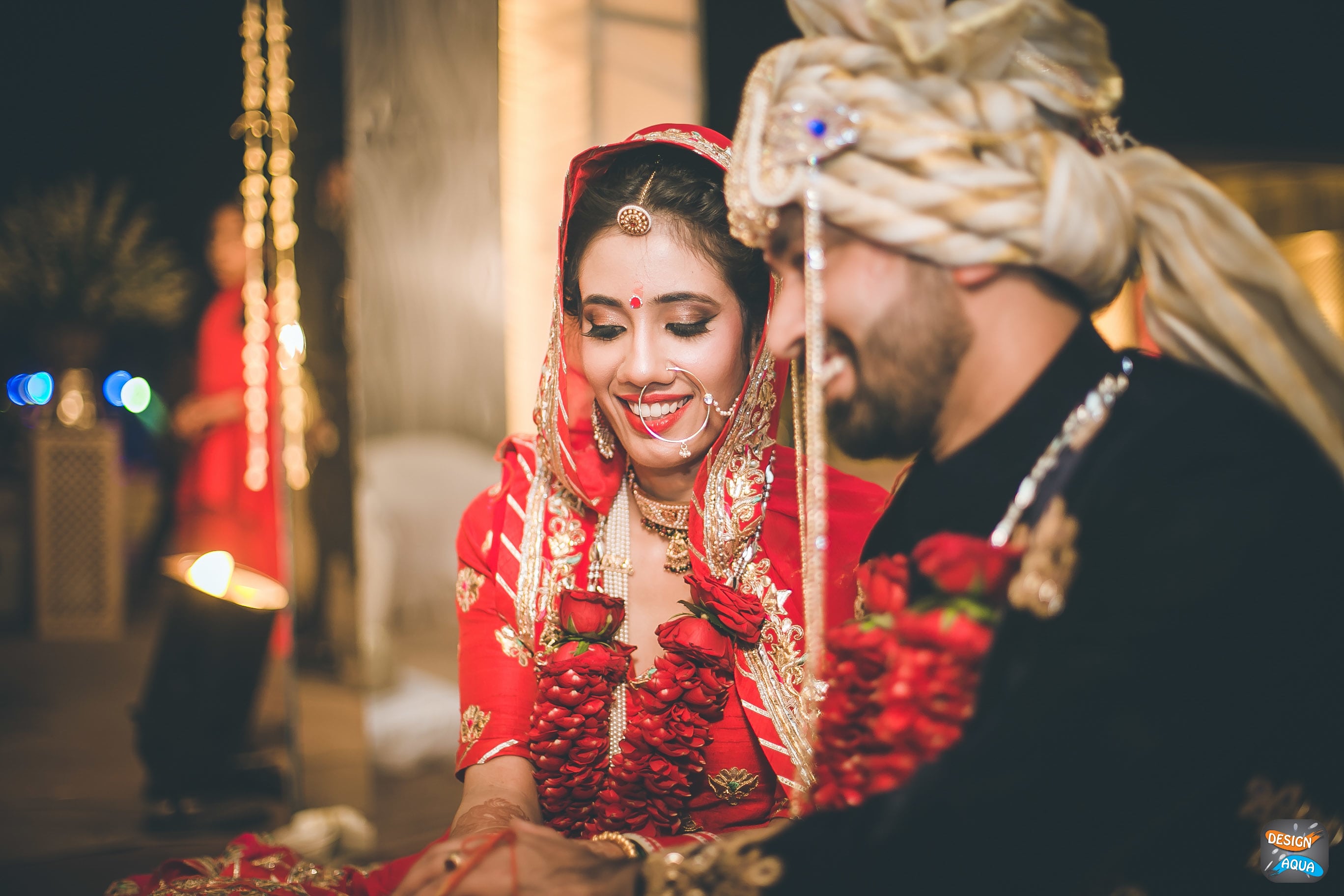 wedding ritual shot:design aqua, asiana couture, rani pink