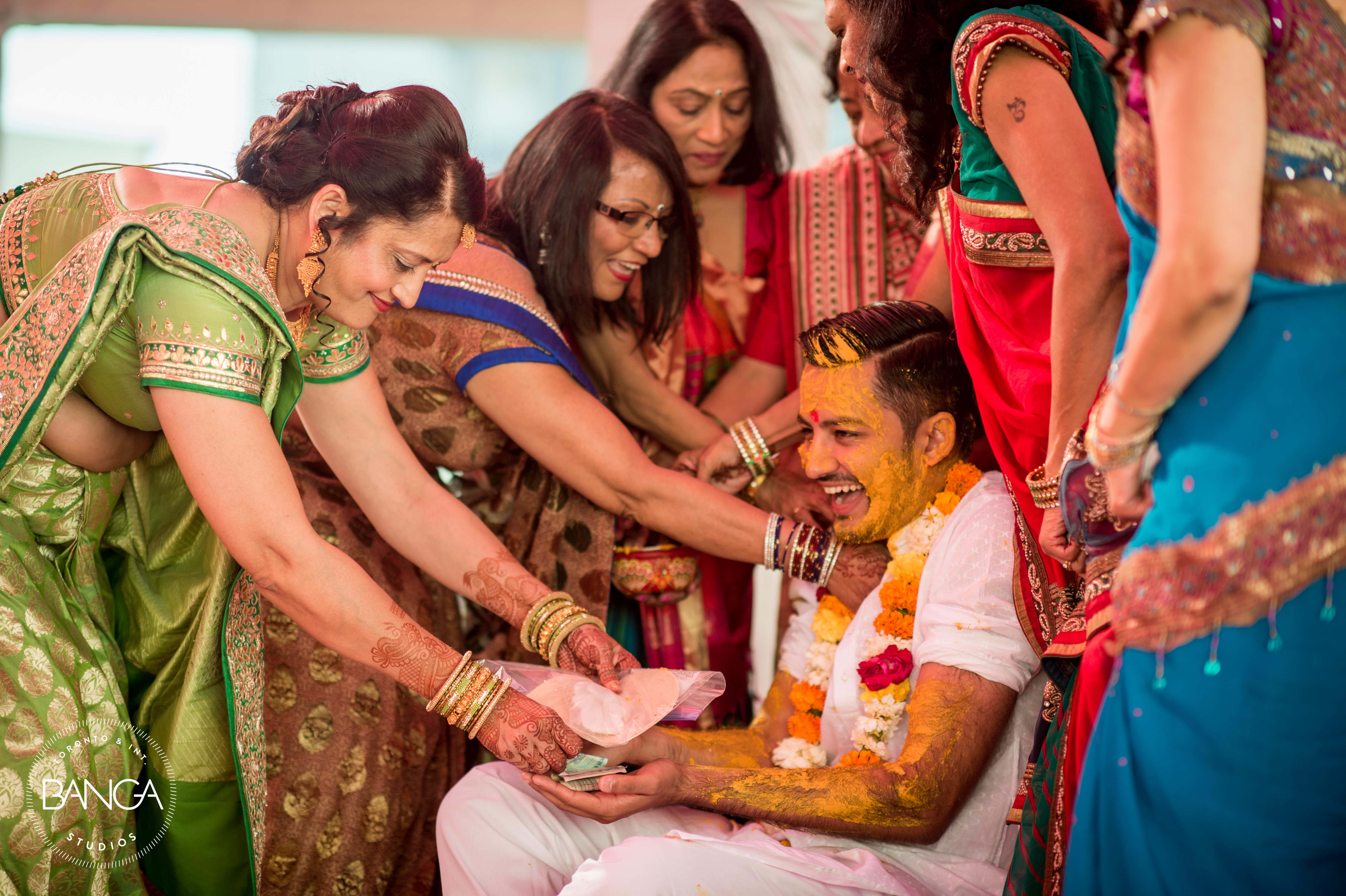 the haldi ceremony!:anita dongre timeless, shyamal and bhumika, anushree reddy, banga studios