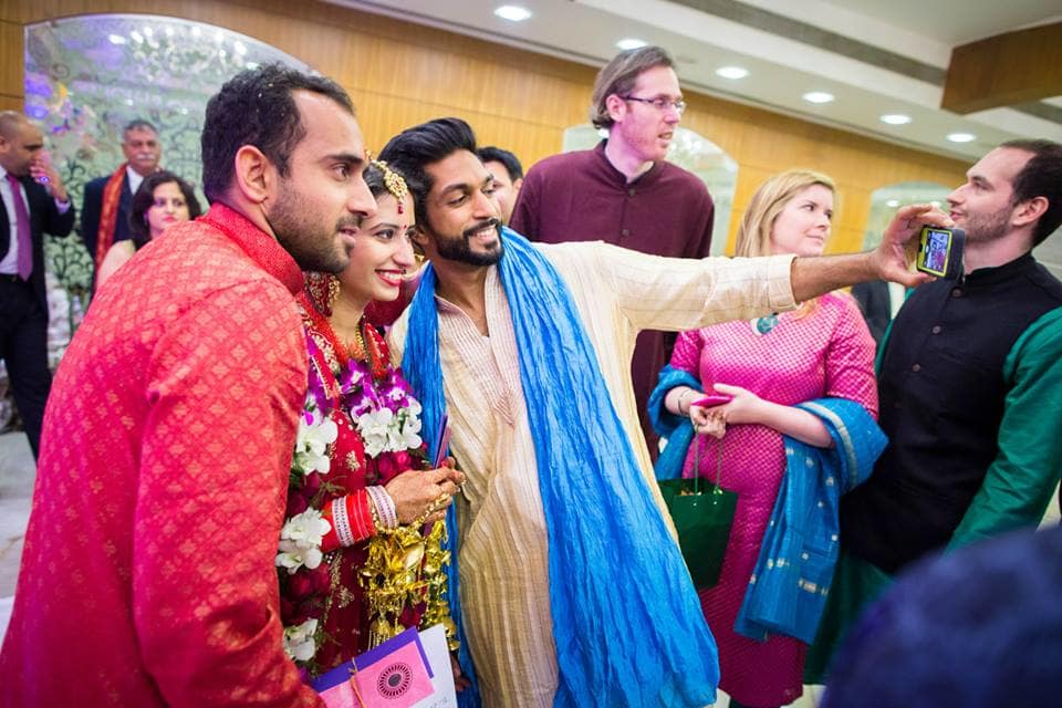 selfie with bride groom:candid shutters